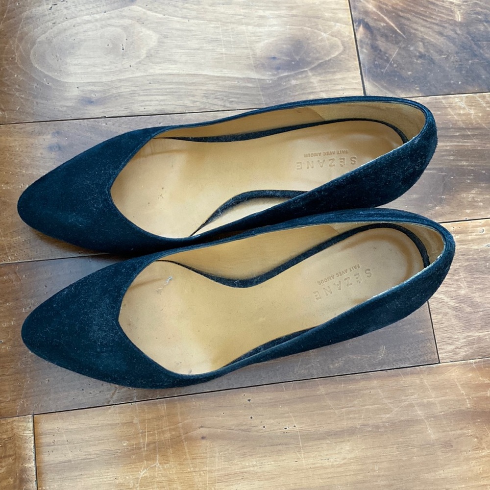 Sézane suede low heels size 35